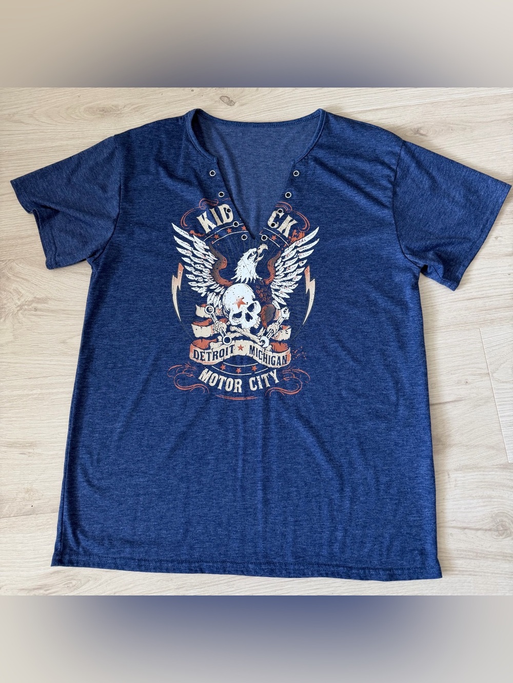 Kid Rock Detroit Michigan Motor City Eagle Skull Grommet Graphic Tee